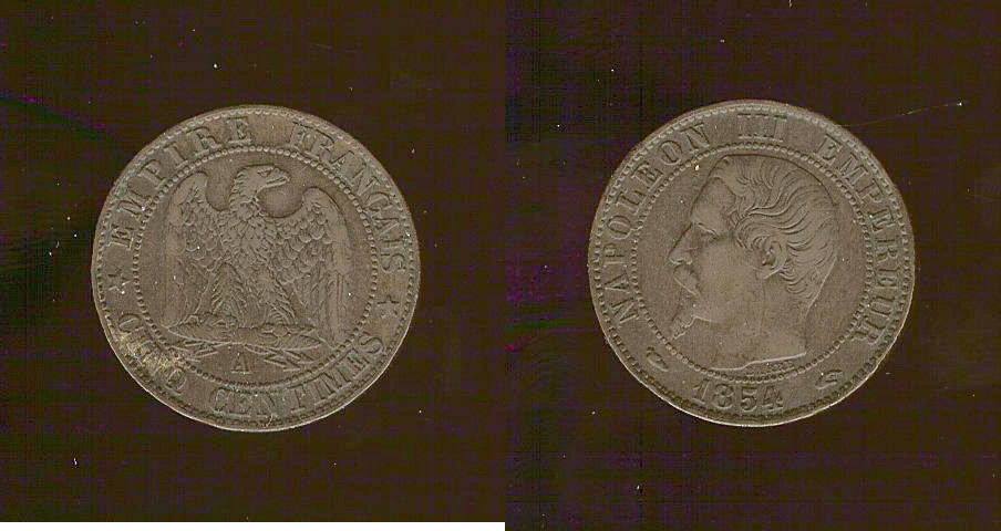 5 centimes Napoléon III 1854A aEF